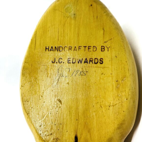 Vintage 1985 J.C. Edwards Handcrafted Wood Duck Decoy Carved Home Decor Art - Picture 8 of 9